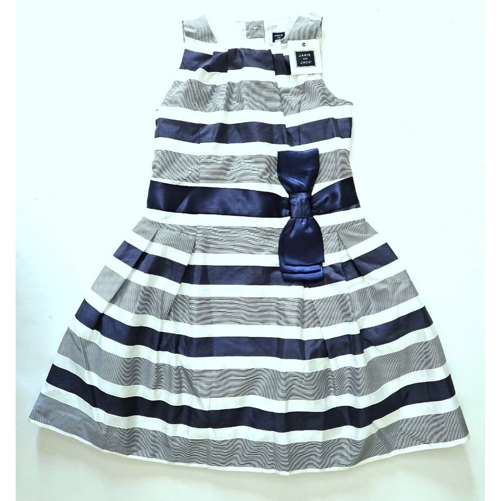 Janie and Jack 6 NWT Blue Belle Striped Sateen Formal Dress